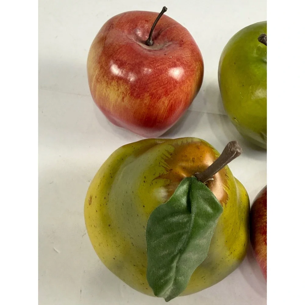 6pc Realistic Artificial Fruit Set Red Green Apples and Pear Home Decor Display